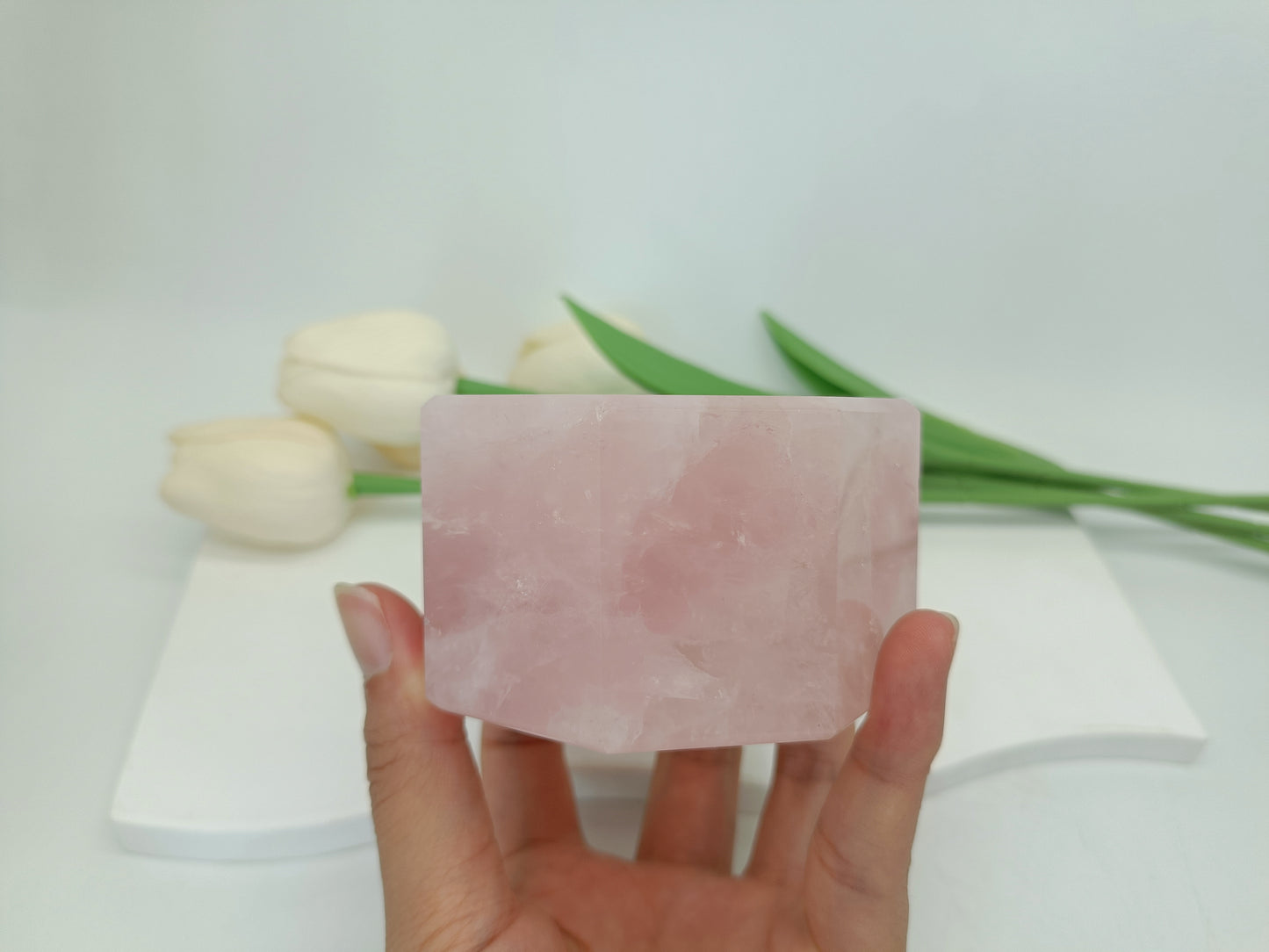 Rose quartz candle holder