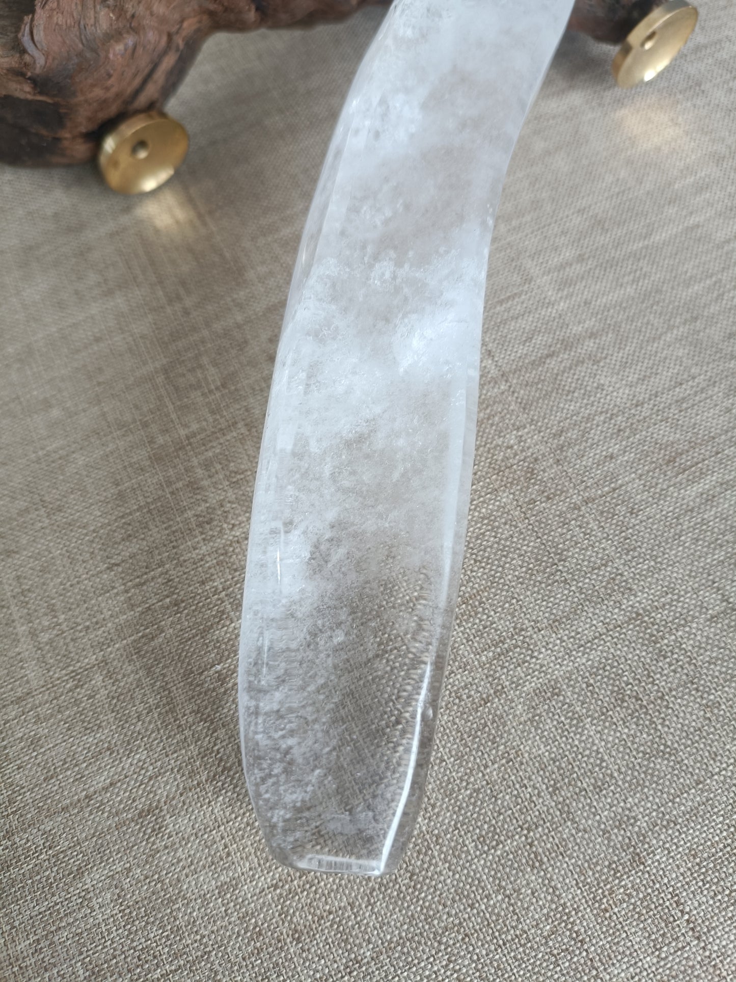 Clear quartz axe carving