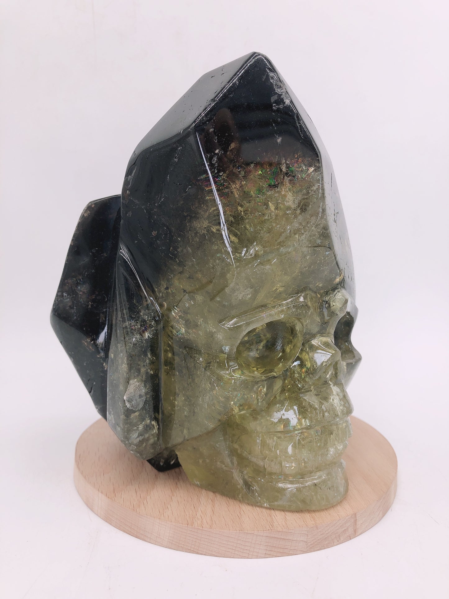 Citrine with rainbow carving