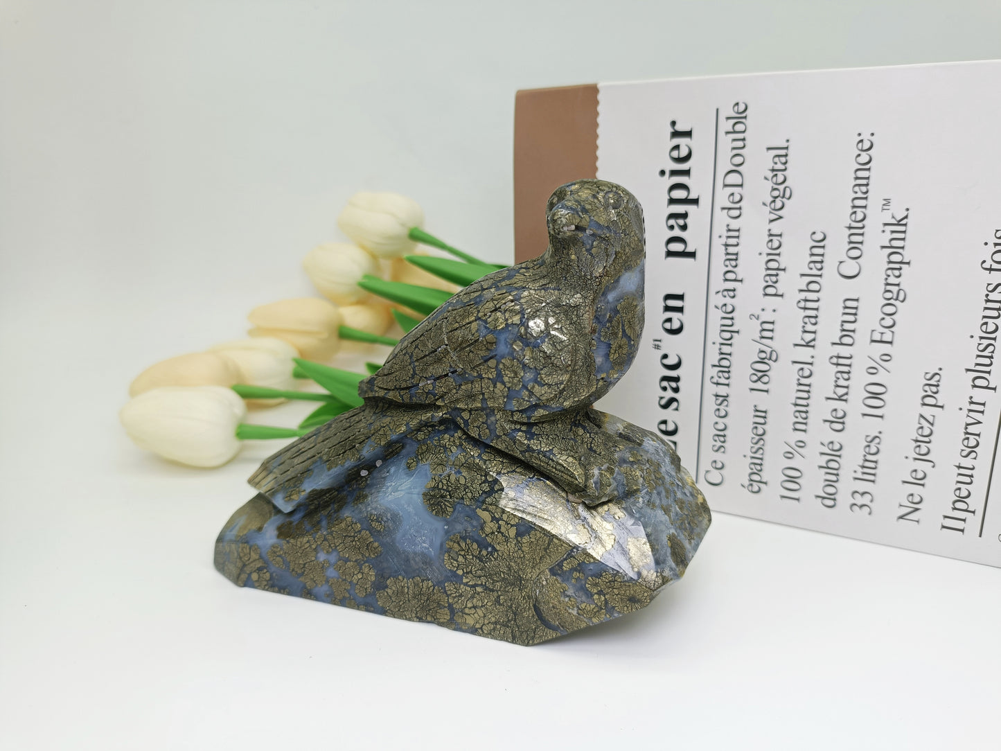 Pyrite bird carving