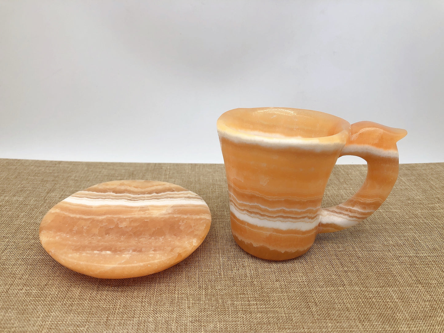 Orange calcite cup