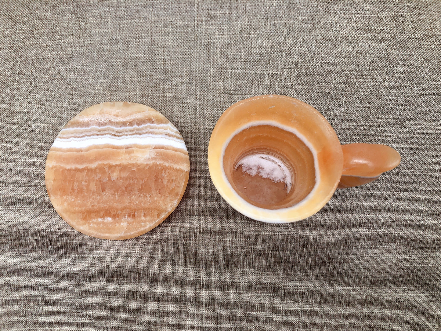 Orange calcite cup