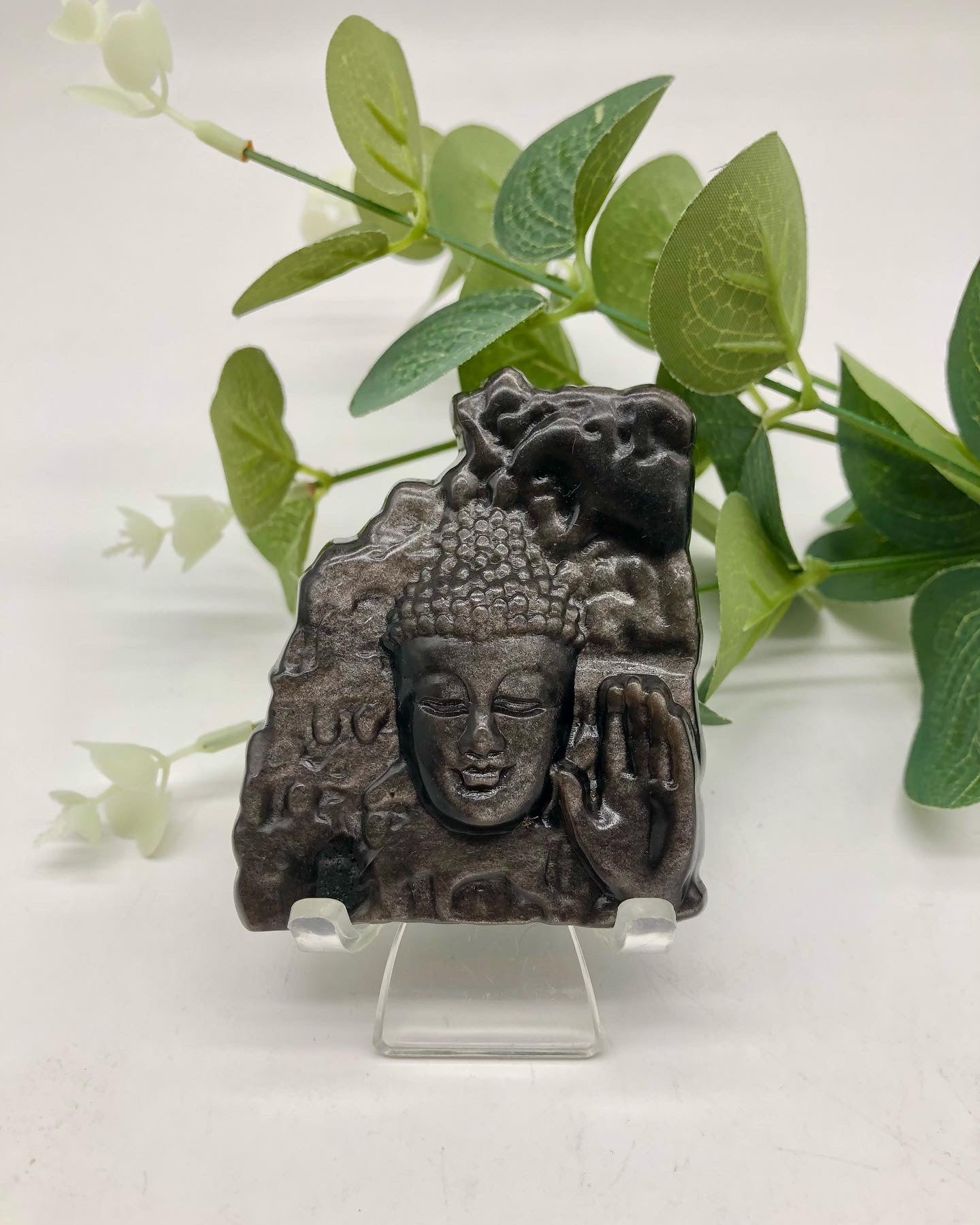 Silver obsidian carving