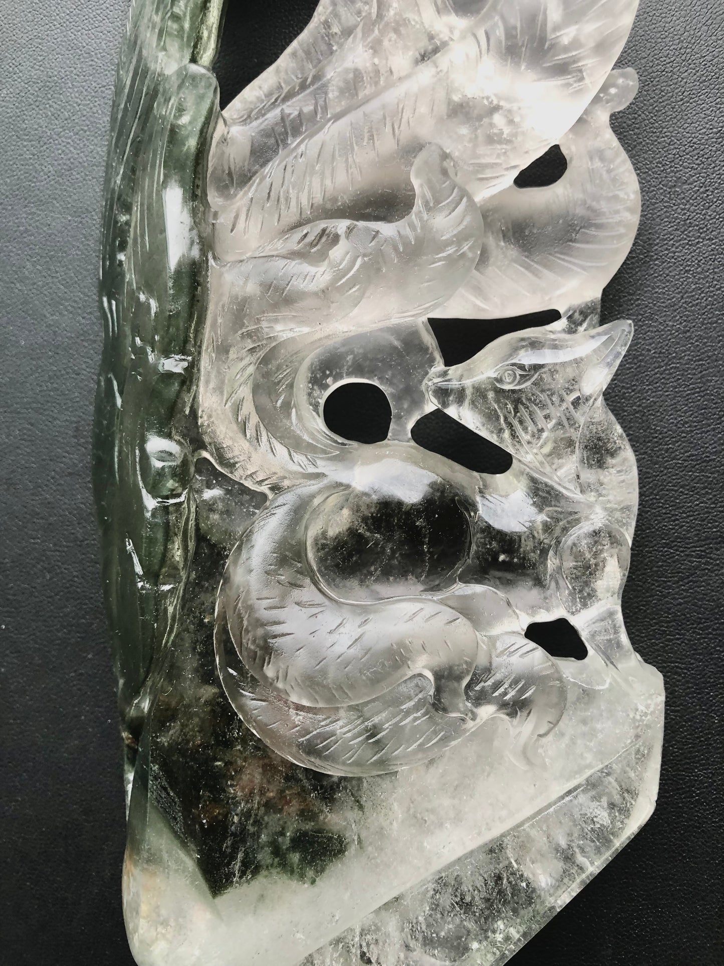 Garden quartz fox carving