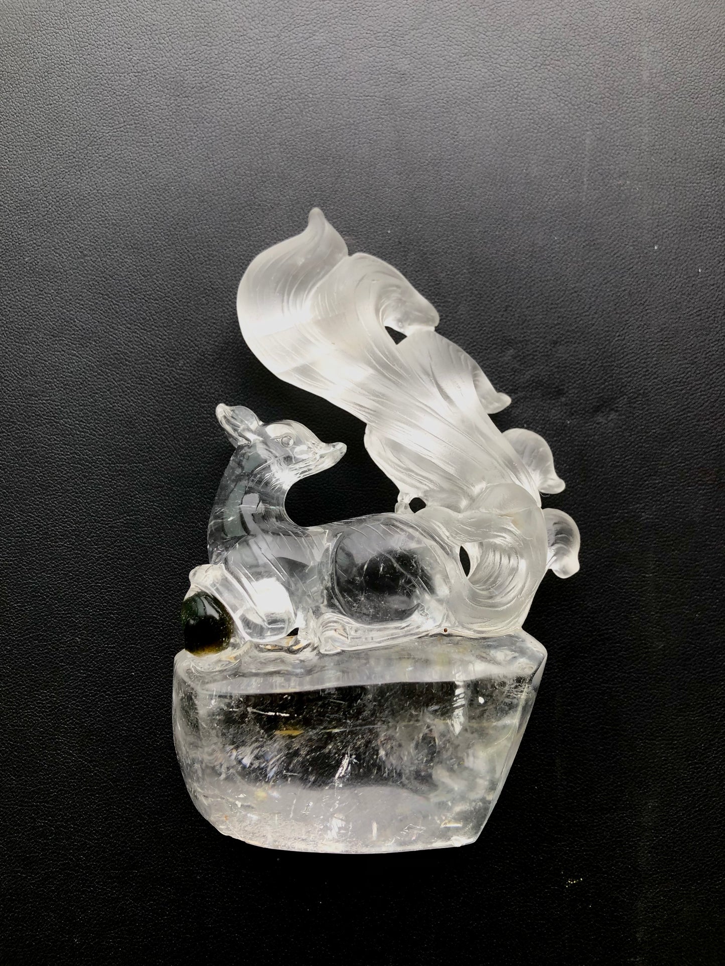 Garden quartz fox carving