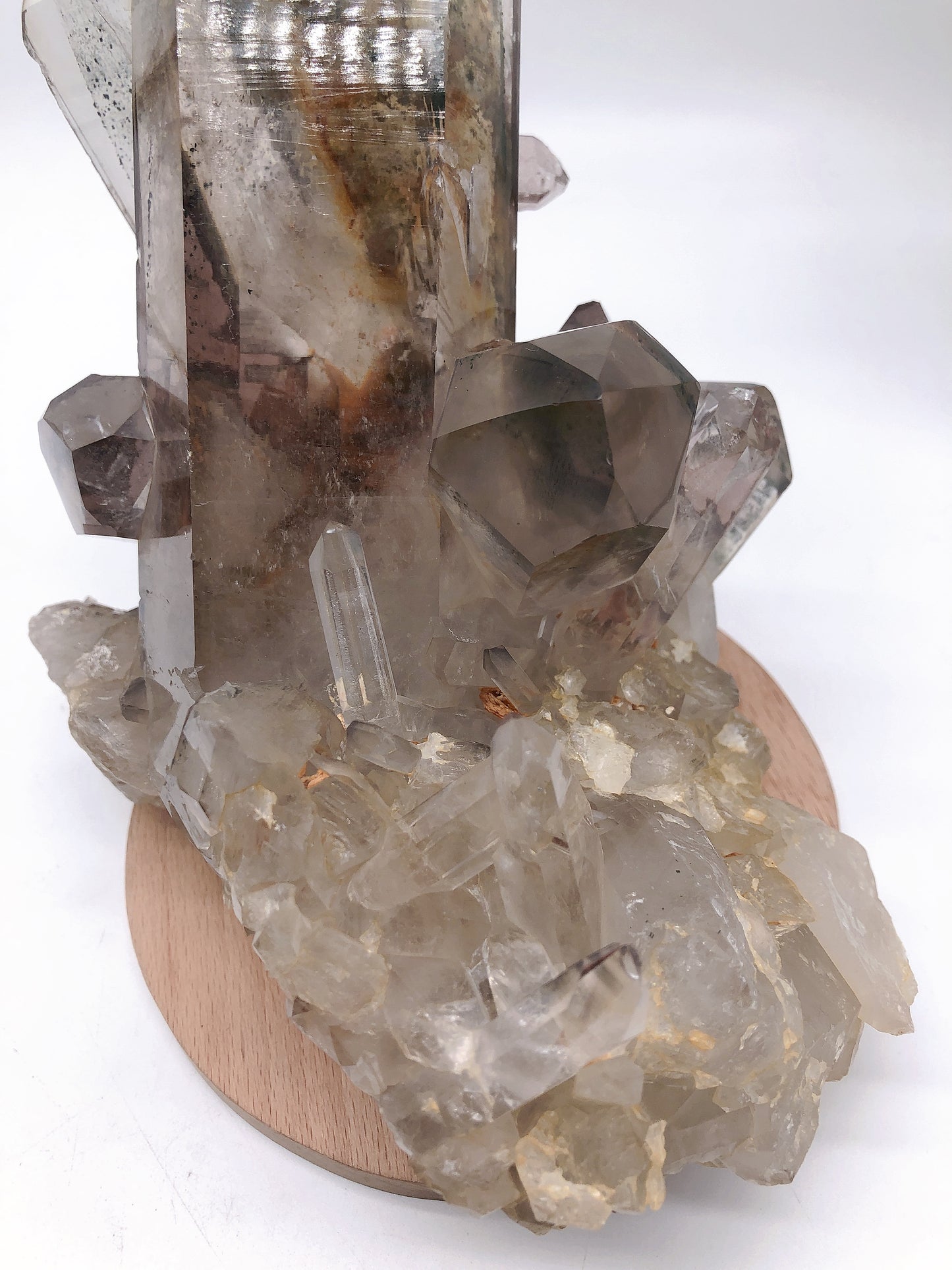 Smoky quartz witn garden quartz raw