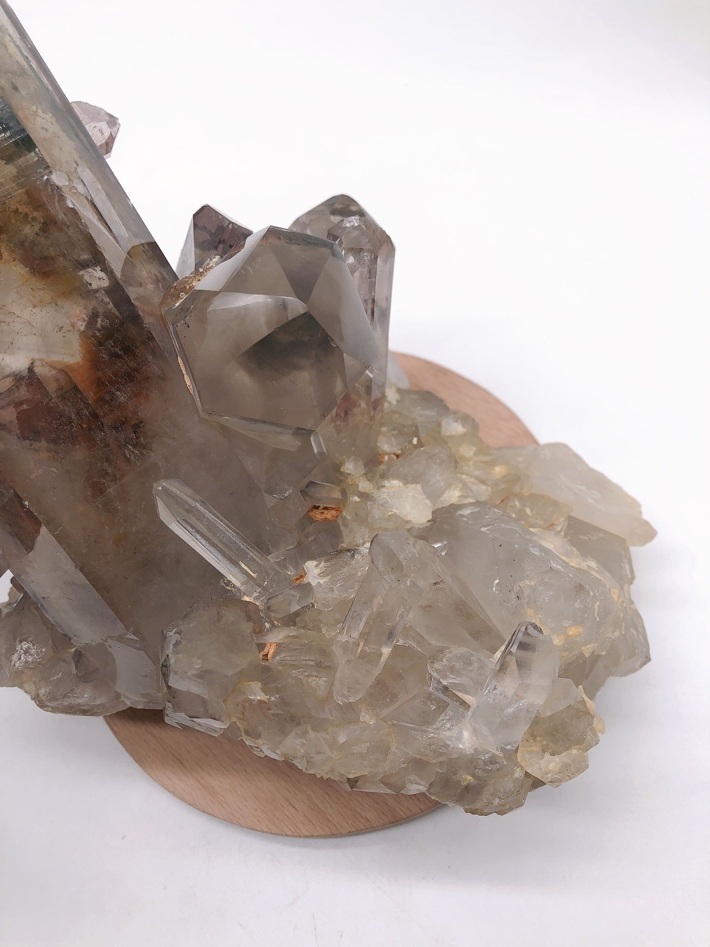 Smoky quartz witn garden quartz raw