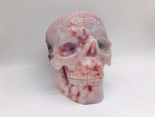 flower agate skull carving