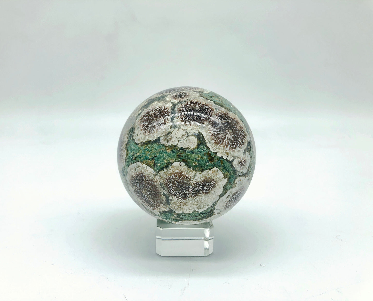 Green flower jasper sphere