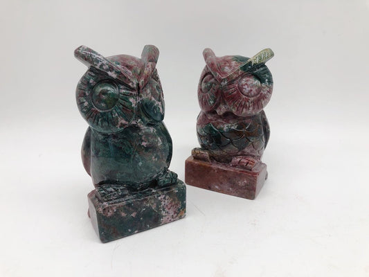 Ocean jasper owl carving