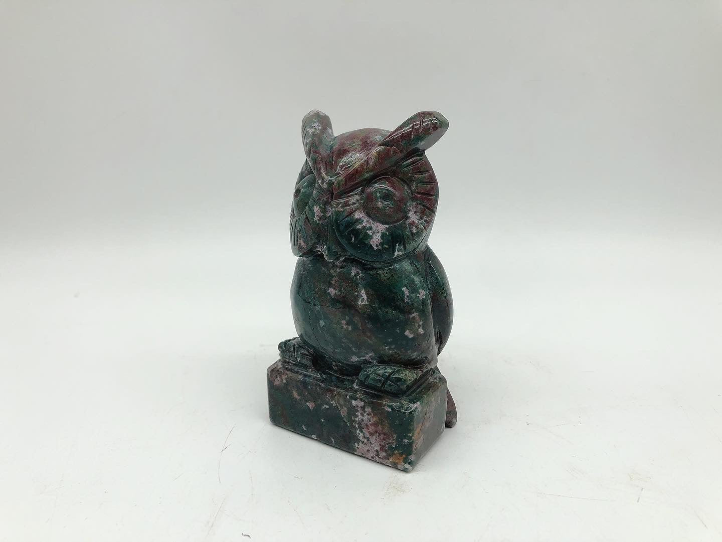 Ocean jasper owl carving