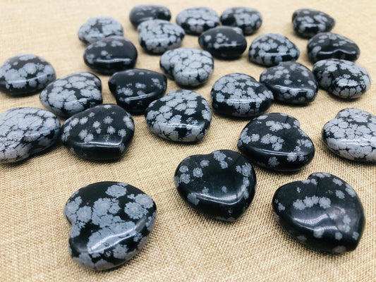 Mini snowflake obsidian heart