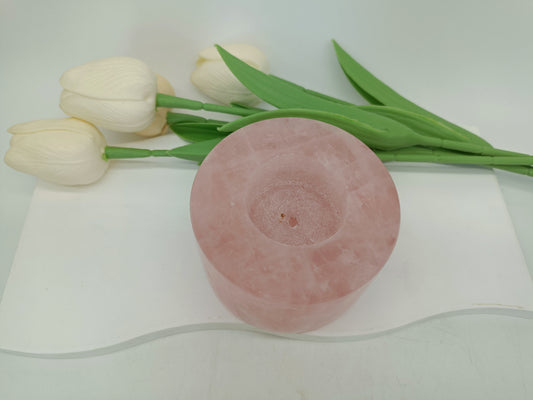 Rose quartz candle holder