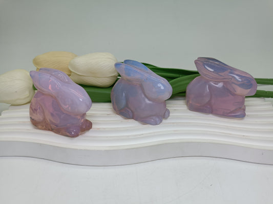 Pink opalite rabit carving