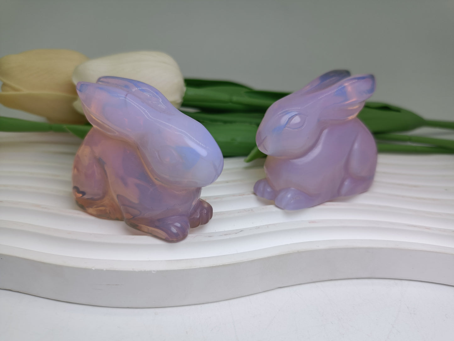 Pink opalite rabit carving