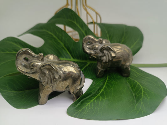 Pyrite elephant carving