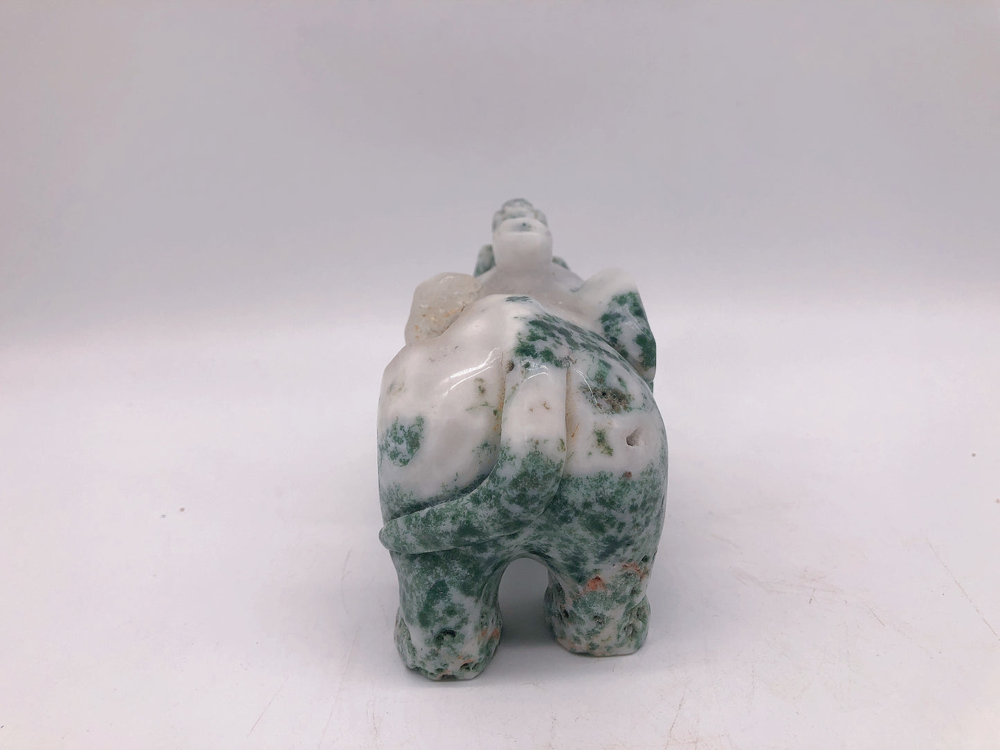 Moss Agate elephant carvings