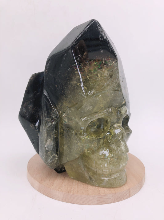 Citrine with rainbow carving