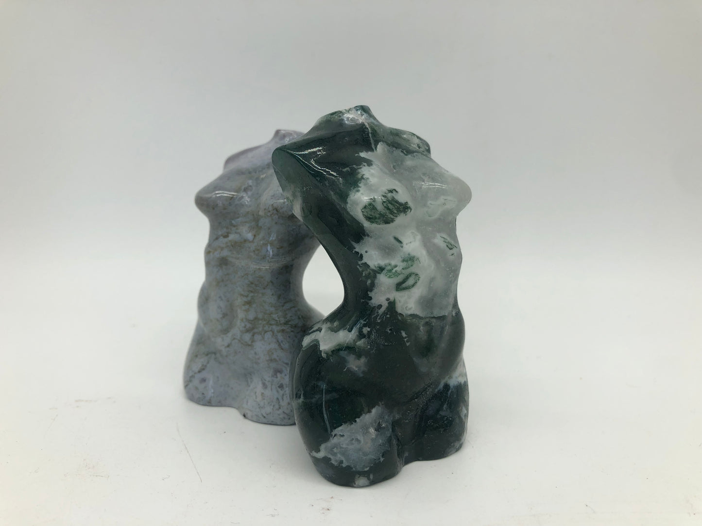Moss agate lady body carvings