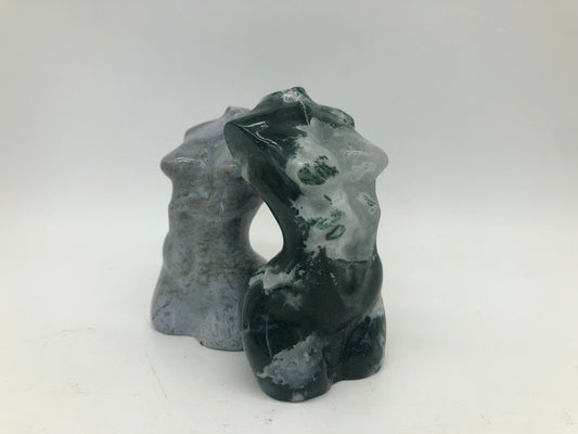 Moss agate lady body carvings
