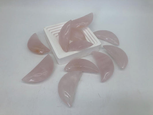 Rose quartz moon carving