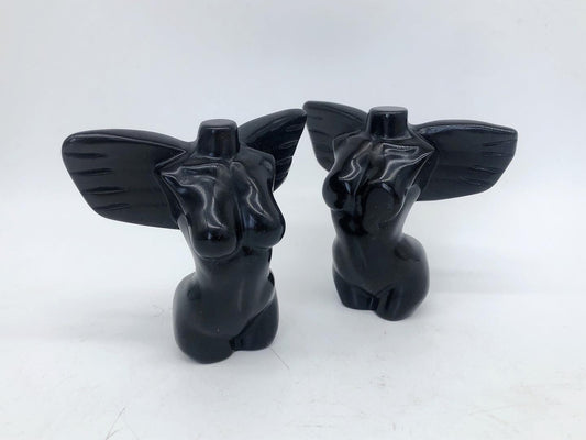 Lady body black obsidian carving