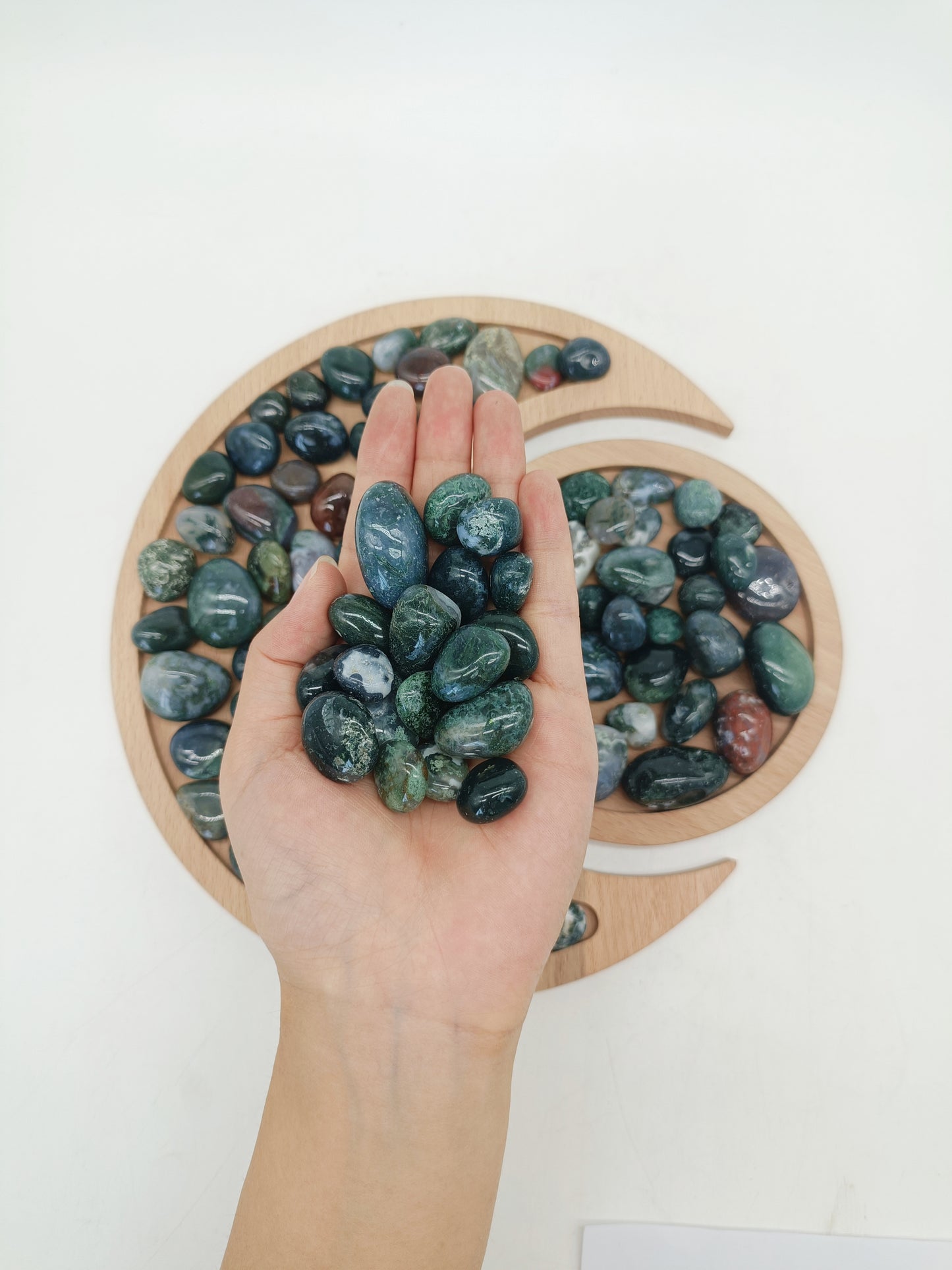 Moss agate tumble