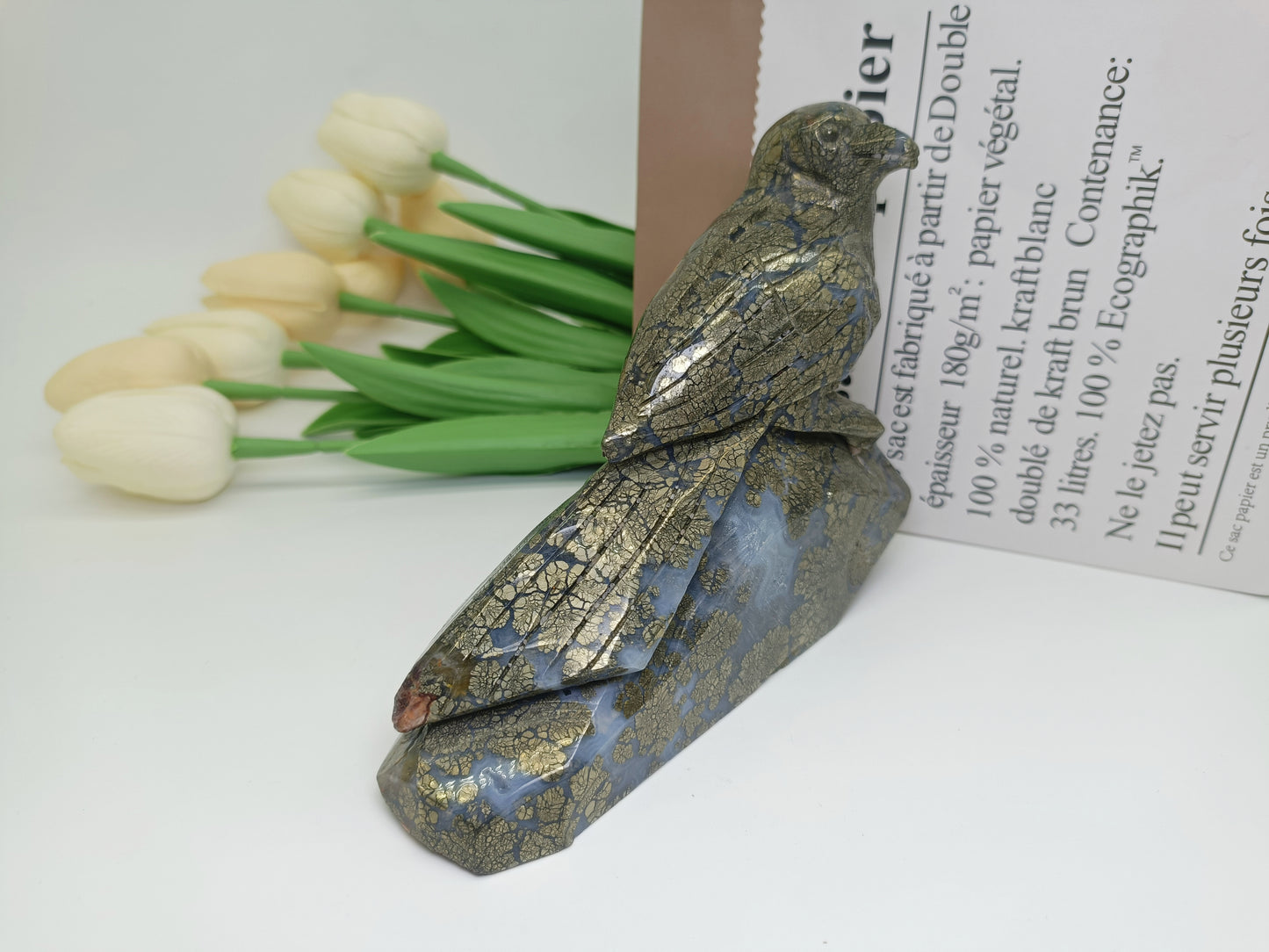 Pyrite bird carving