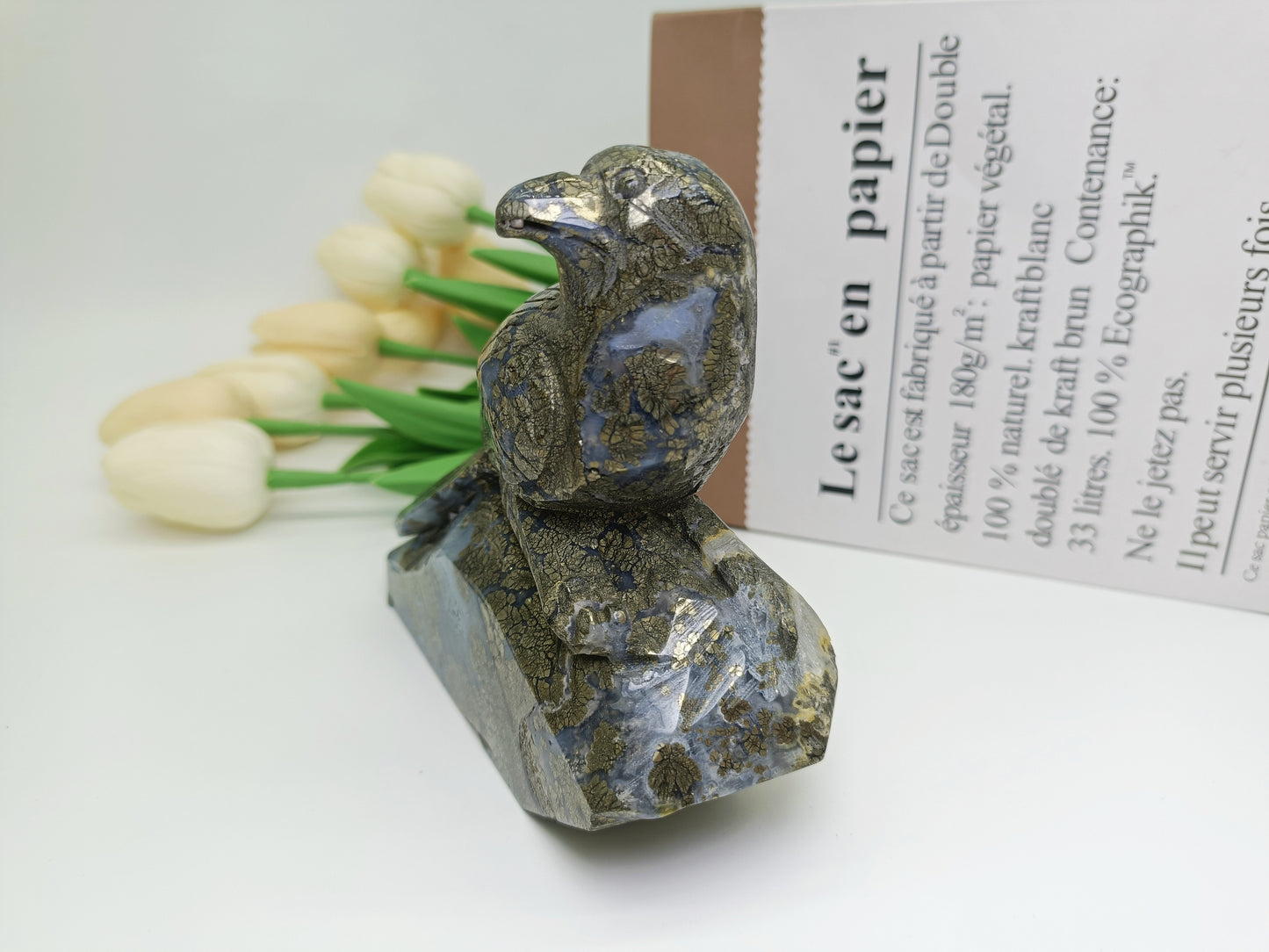 Pyrite bird carving