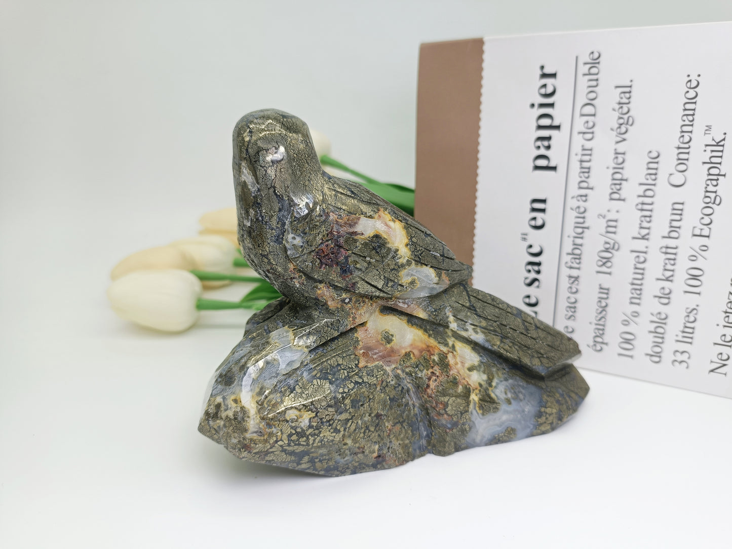 Pyrite bird carving