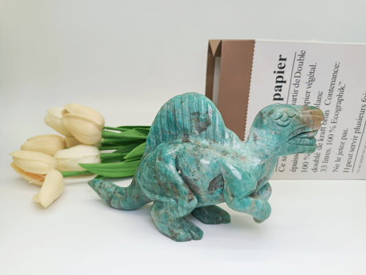 Amazonite dinosaur carving