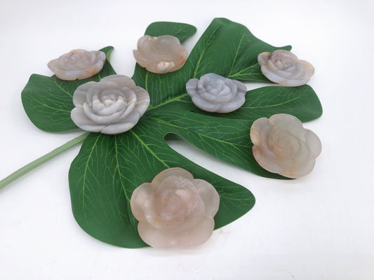 Flower agate rose carving