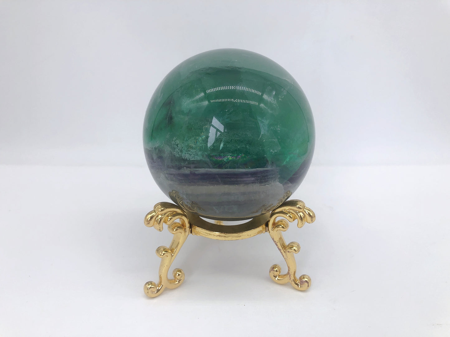 Watermalon fluorite sphere