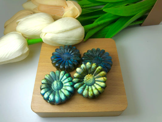 Labradorite flower carving