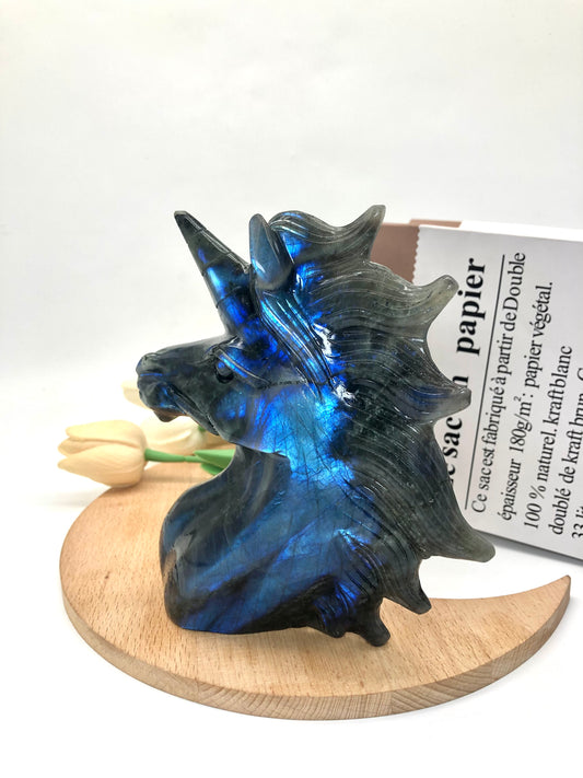 Lab unicorn carving