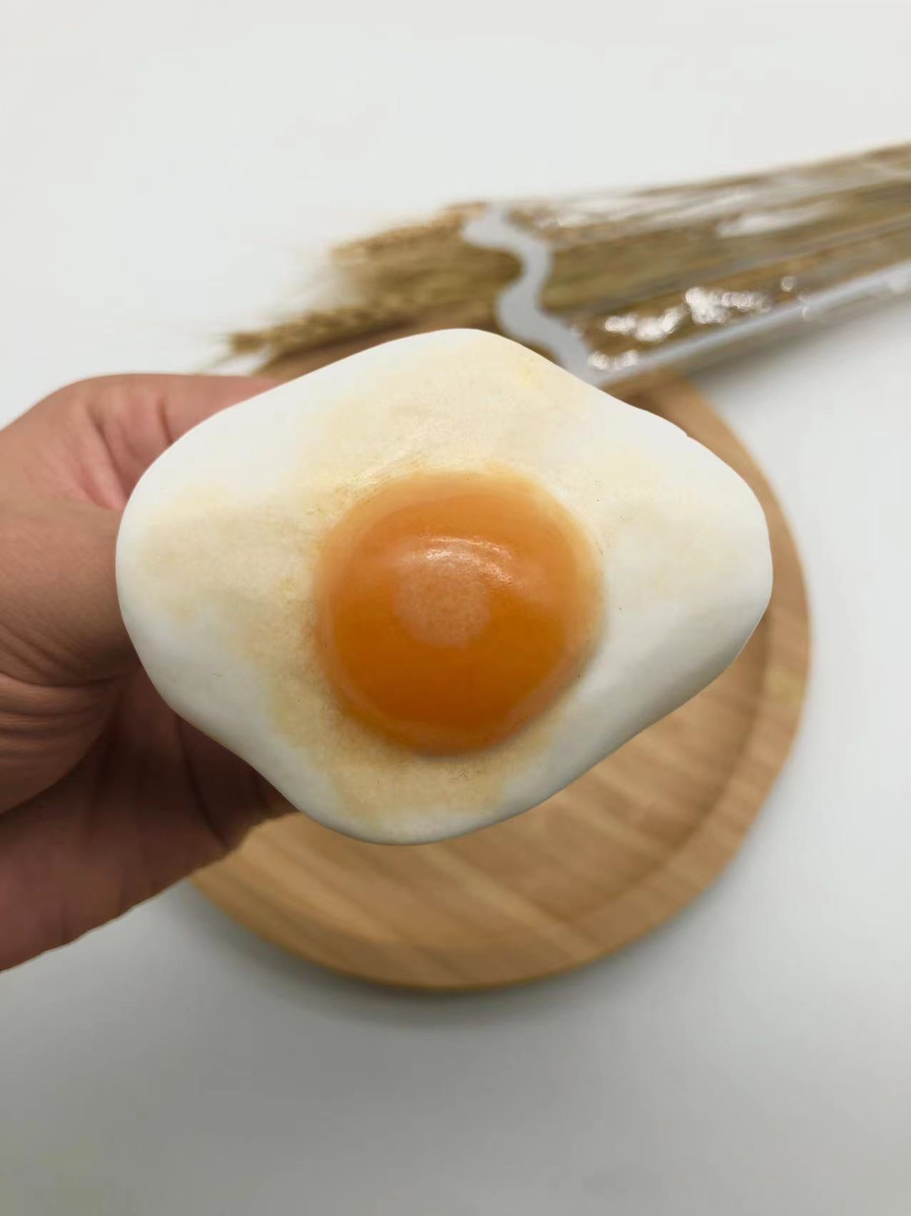 Poached egg carving