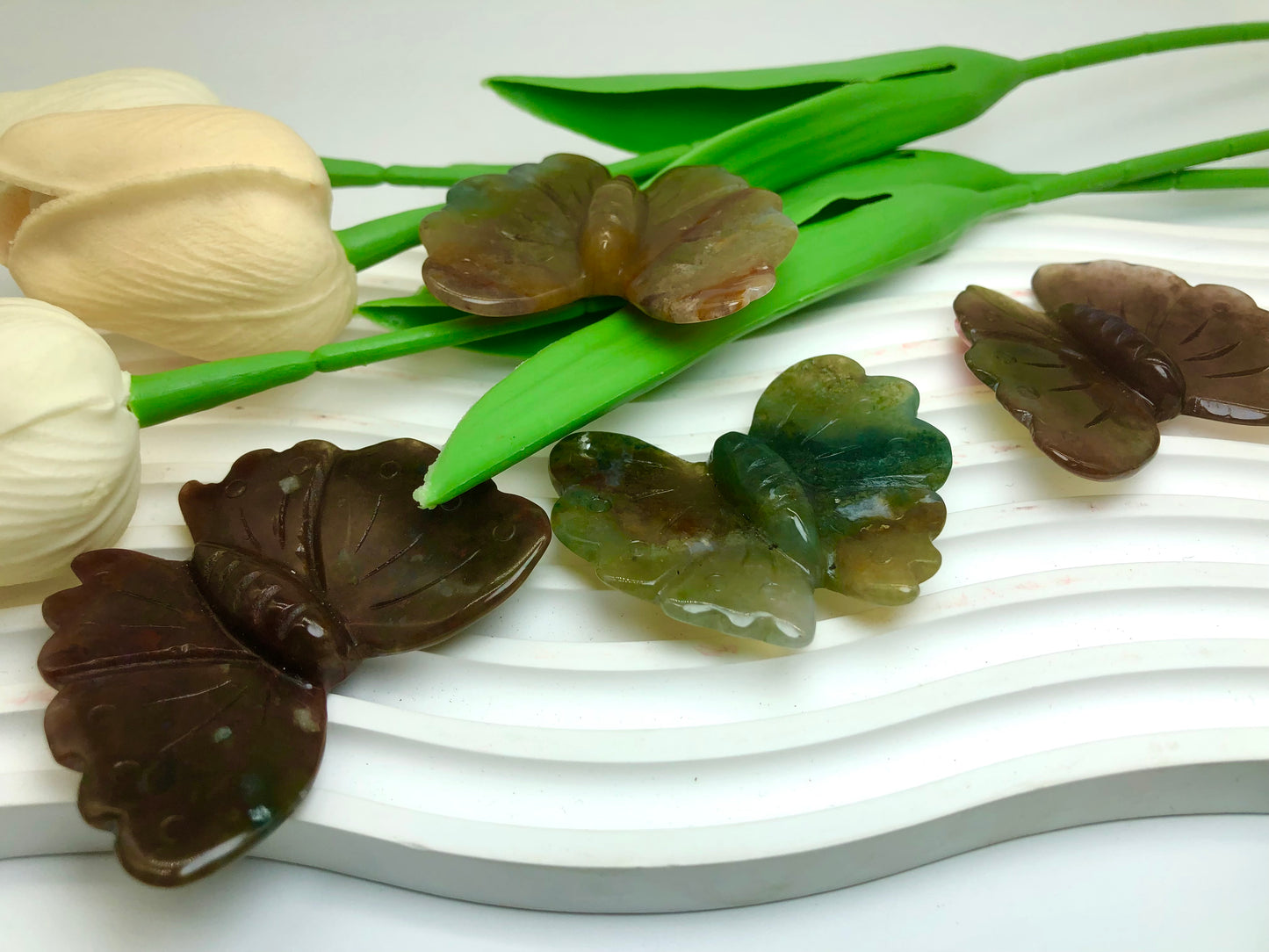 Ocean jasper butterfly carving