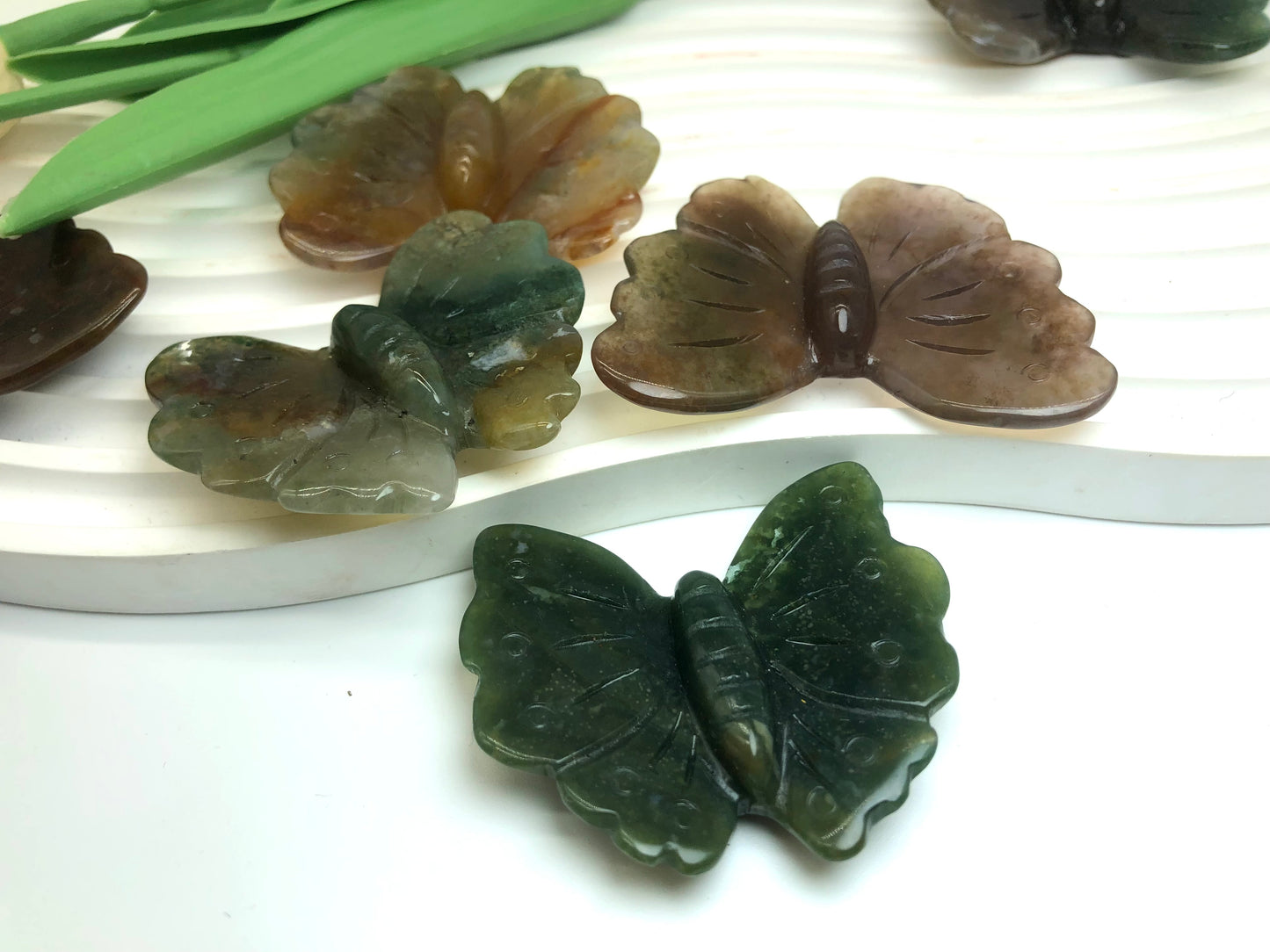 Ocean jasper butterfly carving