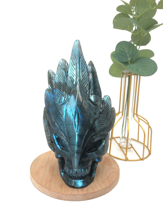 Labradorite skull carving