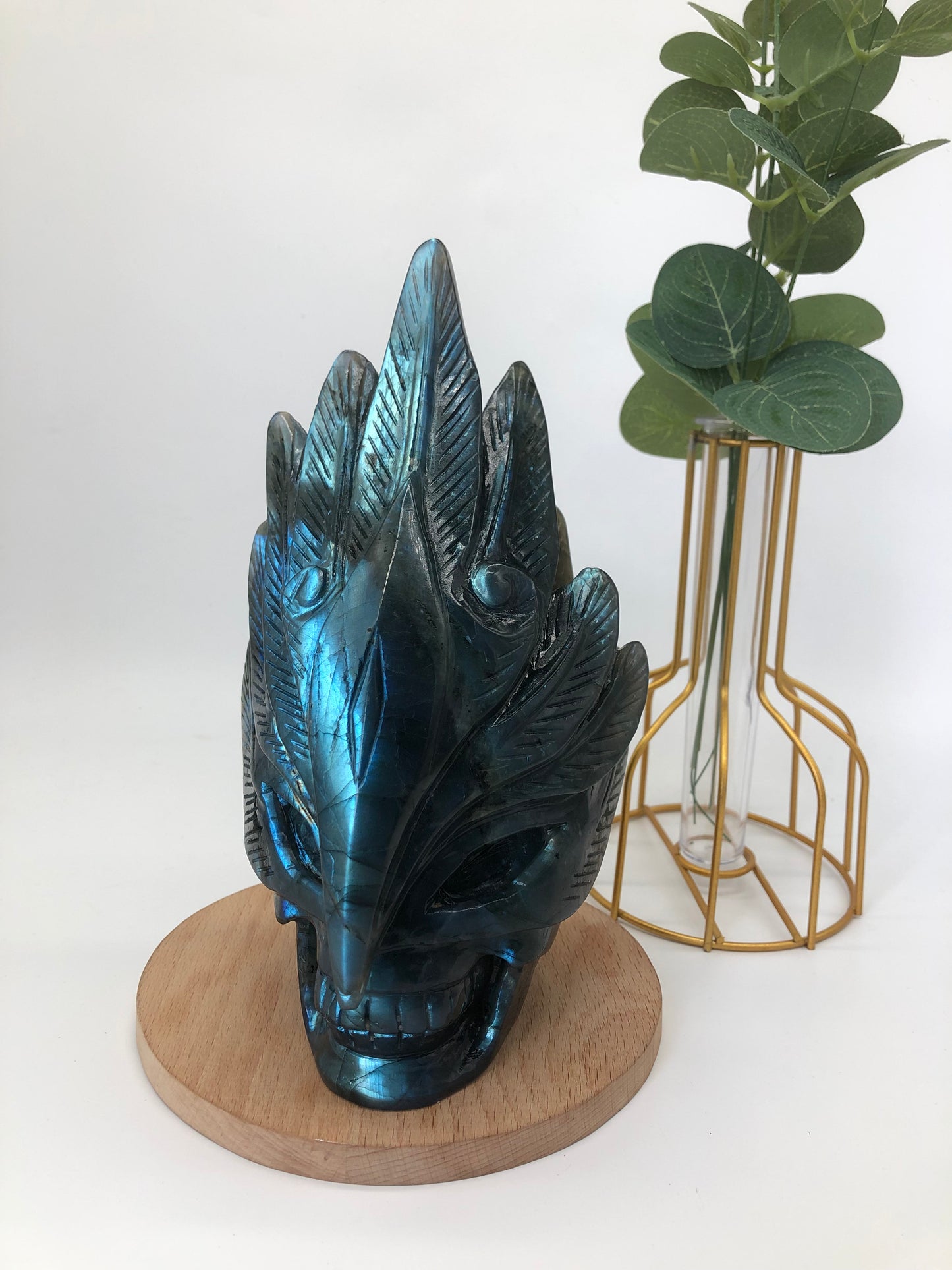 Labradorite skull carving