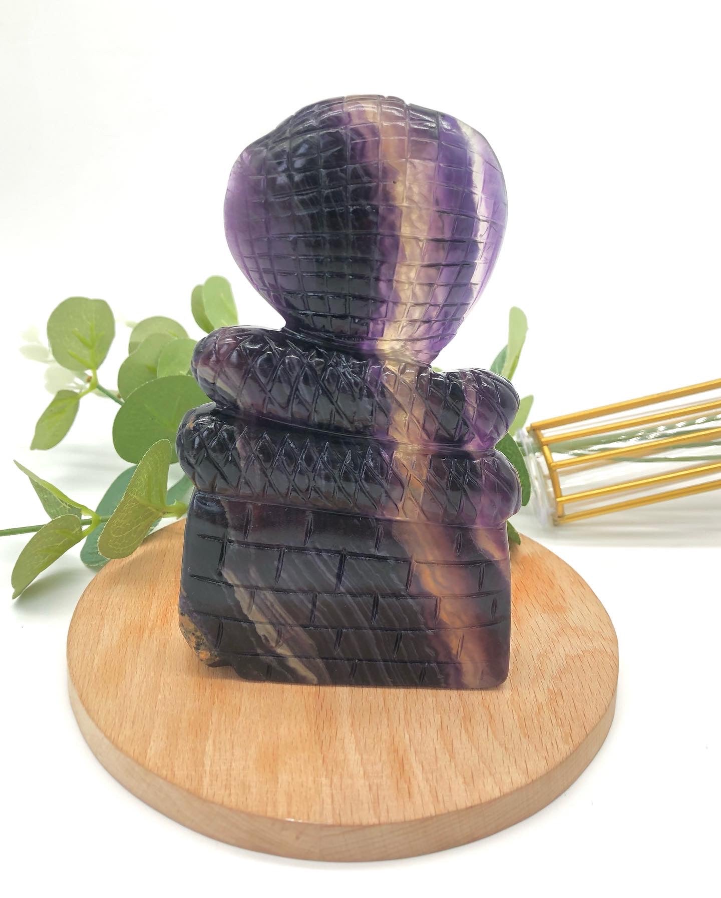 Fluorite snake carving