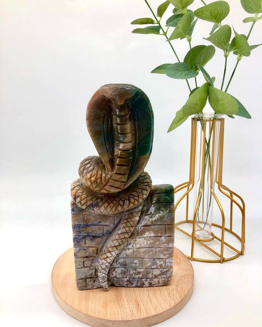 Ocean jasper snake carving