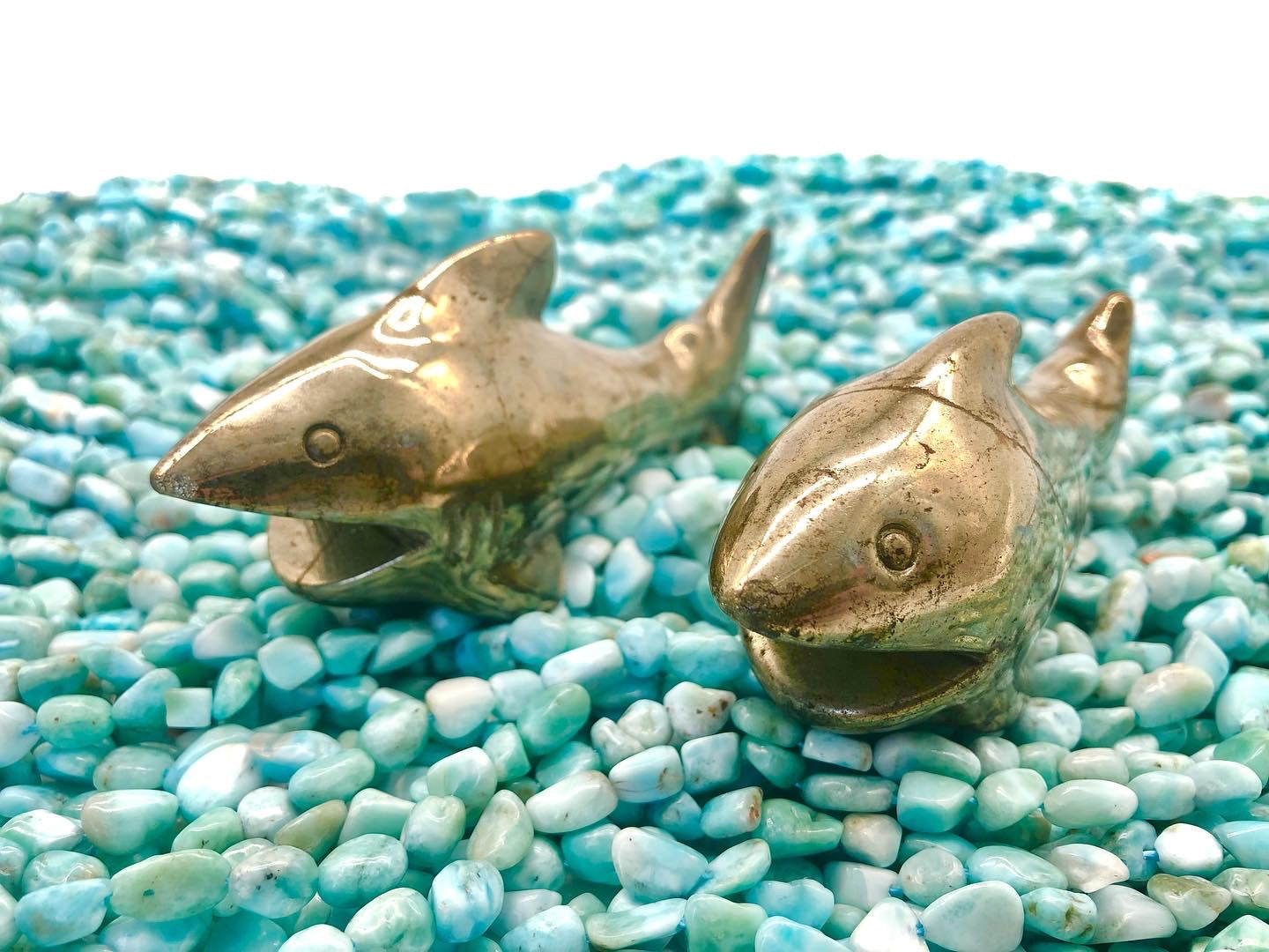 Pyrite shark carving